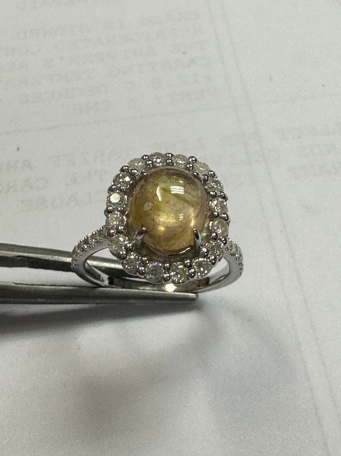 Yellow Sapphire With Moissanite Sliver Ring 925