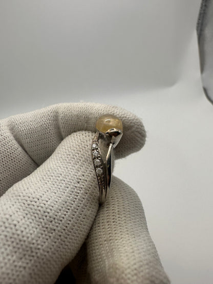 Dazzling Yellow Sapphire Ring in 925 Sterling Silver with Moissanite Accent – Radiant Elegance