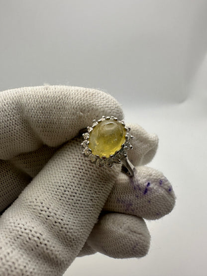 September Birthstone Yellow Sapphire Ring with Moissanite Accents in 925 Silver – A Perfect Gift for Her