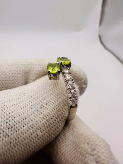 Peridot Ring with Moissanite Accents 925 Silver August Birthstone