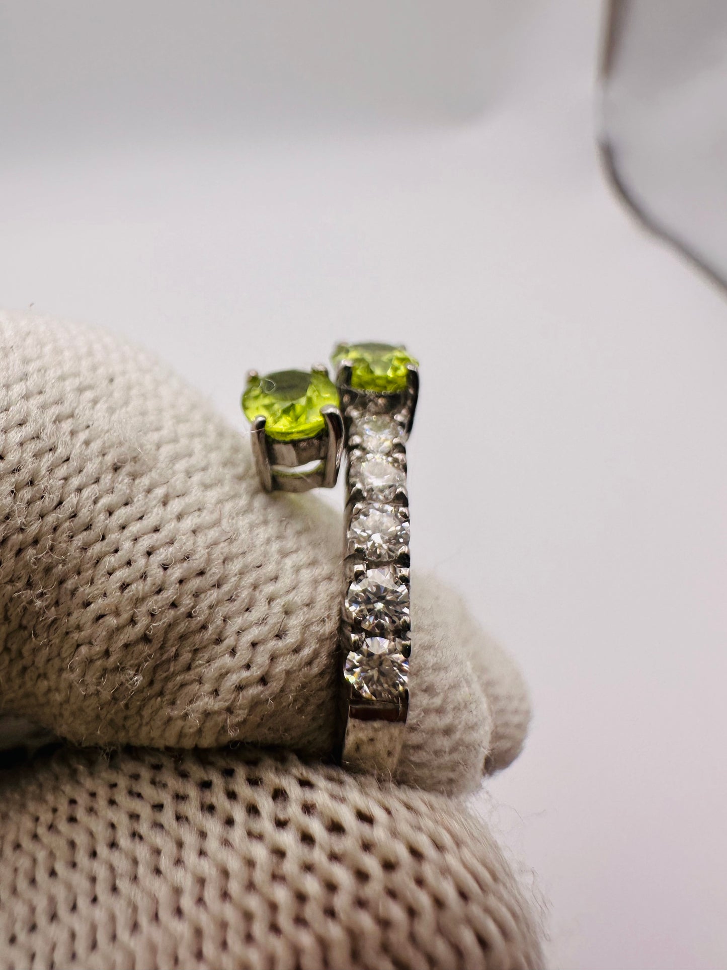 Peridot Ring with Moissanite Accents 925 Silver August Birthstone