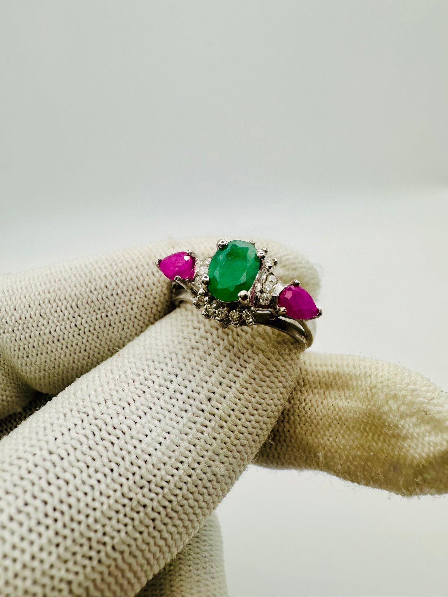 Beautiful Ruby and Emerald Ring 925 Silver Perfect Gift for Her