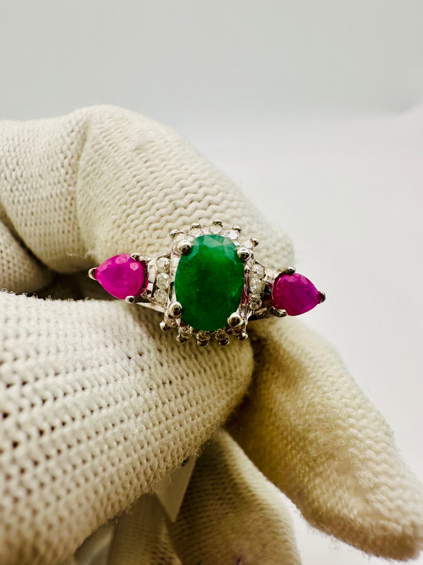 Beautiful Ruby and Emerald Ring 925 Silver Perfect Gift for Her