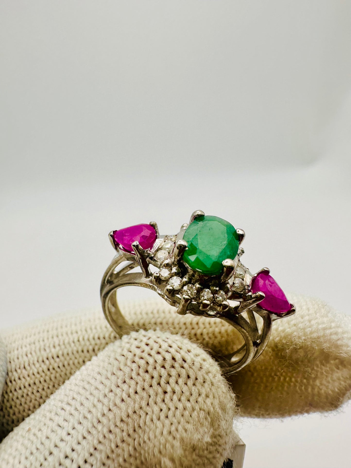 Beautiful Ruby and Emerald Ring 925 Silver Perfect Gift for Her