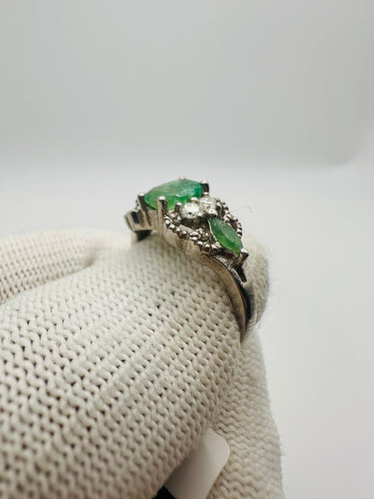 May Birthstone Emerald Ring | Rhodium Plated 925 Silver