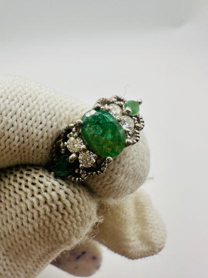 May Birthstone Emerald Ring | Rhodium Plated 925 Silver