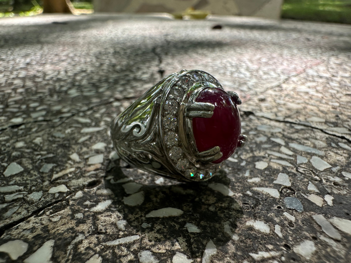 925 Sterling Silver Ring with Fracture-Filled Ruby - July Birthstone Gemstone