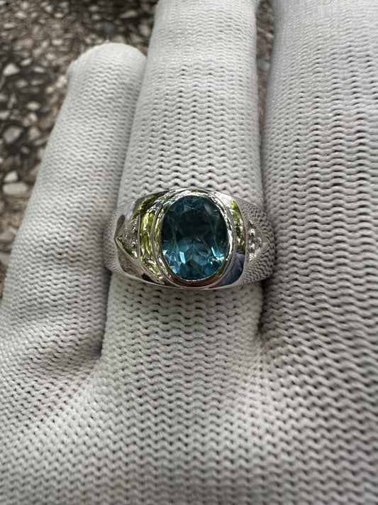 Swiss Blue Topaz Ring in 925 Sterling Silver - November Birthstone