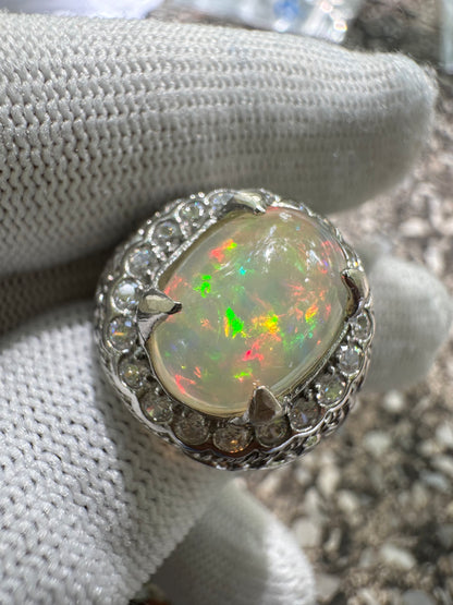 Men's Opal Ring in 925 Sterling Silver - October Birthstone