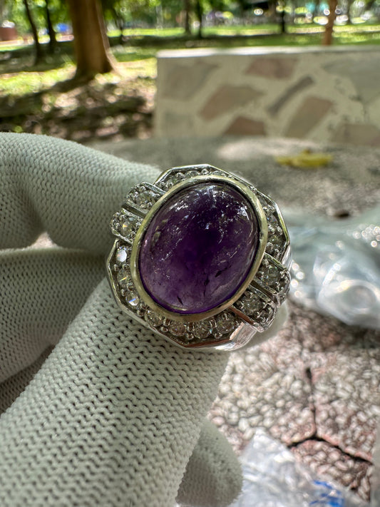 Men's Amethyst Ring in 925 Sterling Silver - February Birthstone