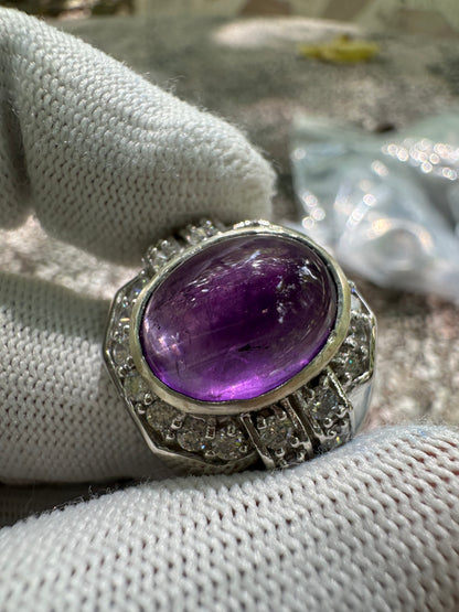 Men's Amethyst Ring in 925 Sterling Silver - February Birthstone