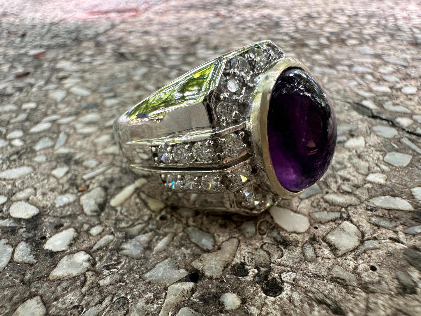 Men's Amethyst Ring in 925 Sterling Silver - February Birthstone