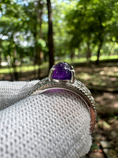 Men's Amethyst Ring in 925 Sterling Silver - February Birthstone