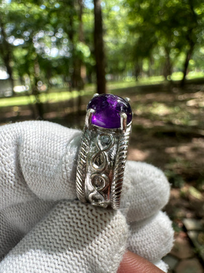 Men's Amethyst Ring in 925 Sterling Silver - February Birthstone