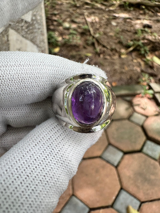 Men's Amethyst Ring in 925 Sterling Silver - February Birthstone