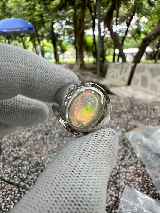 Ethiopian Opal Ring in 925 Sterling Silver - October Birthstone