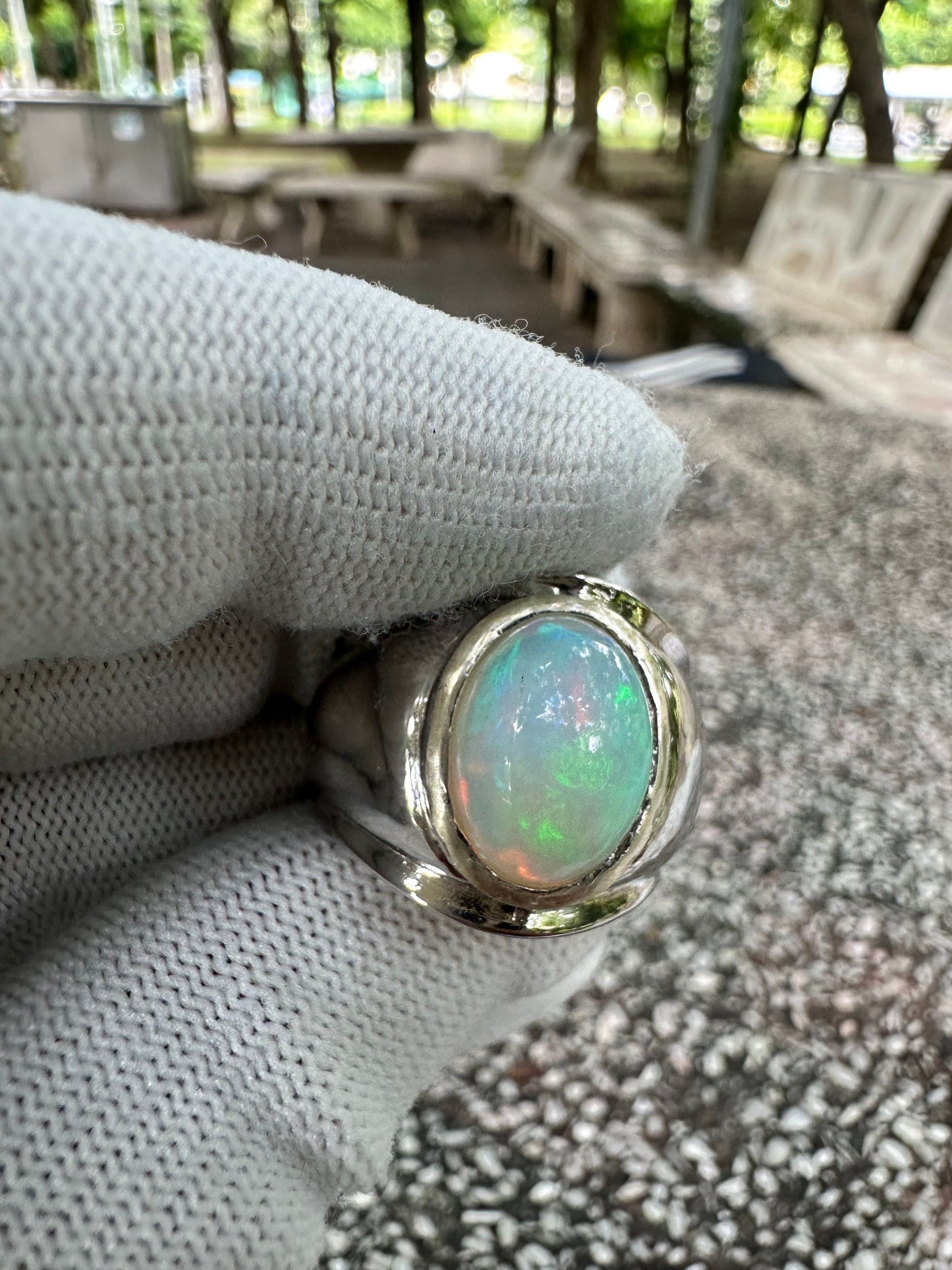 Ethiopian Opal Ring in 925 Sterling Silver - October Birthstone